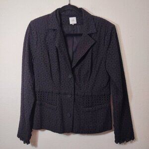 CAbi #5293 Black Flamenco Eyelet Blazer Size 6